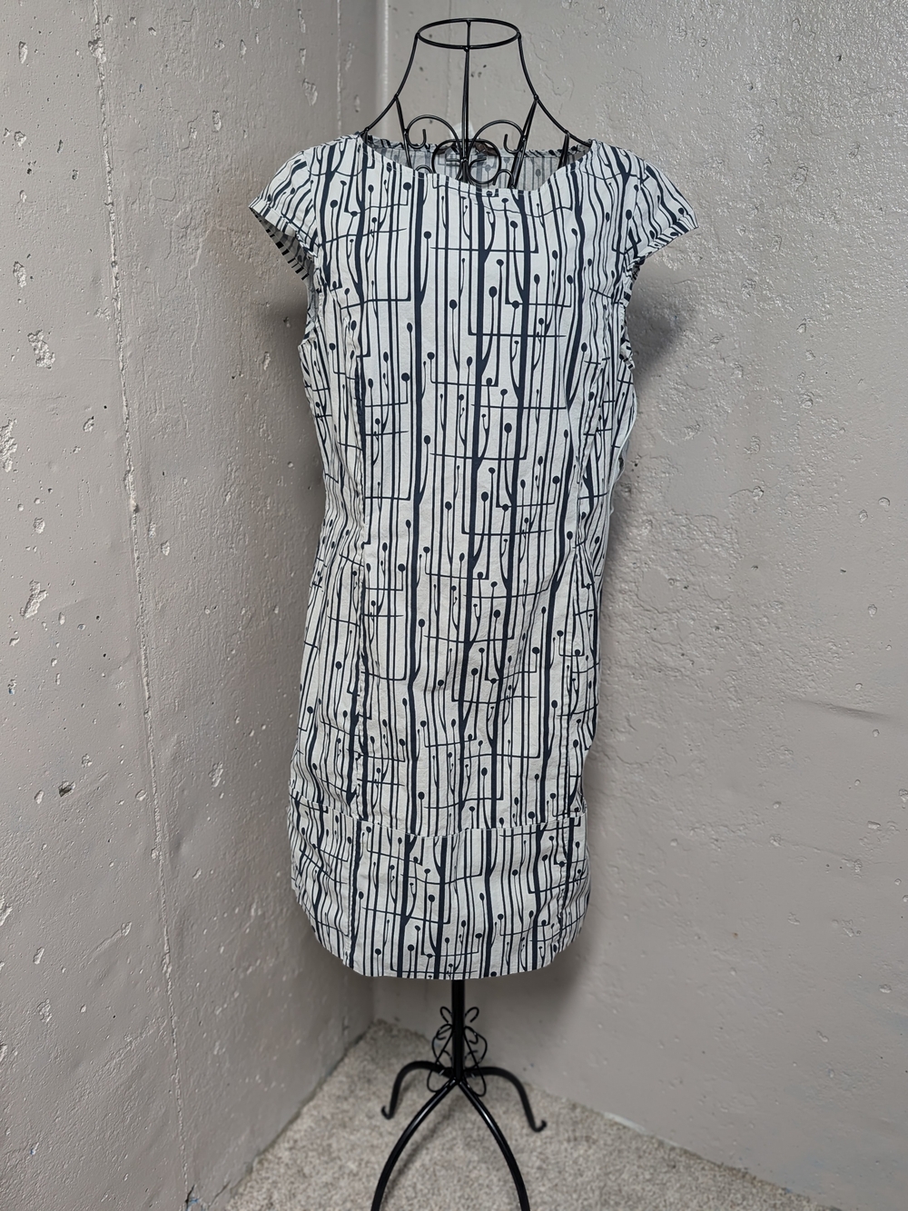 TeX by Max Azria 60s Style Mod Atomic Print Cotton Dress L